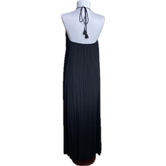 ABERCROMBIE FITCH Y2K Halter Lace Maxi Dress Black XS Oversized Fairy Boho Goth - Picture 6 of 11